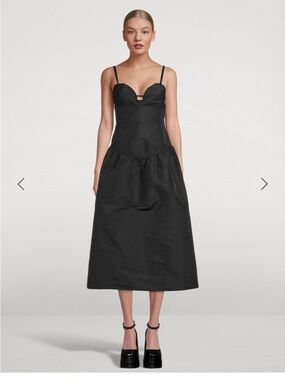 GANNI Black taffeta Midi Dress size 36 like new